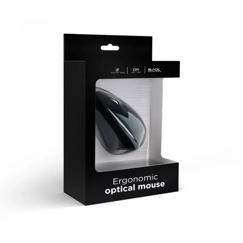 GEMBIRD optische muis MUS-ERGO-01 - ergonomisch, 6 knoppen, wiel, USB, zwart