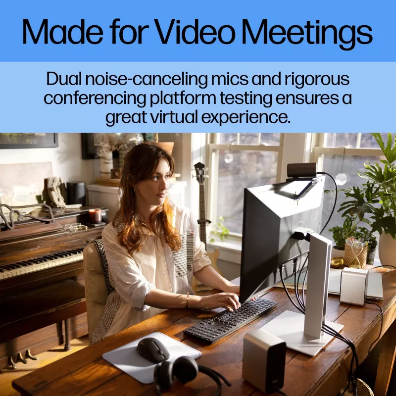 HP 960 4K streaming-webcam, 8 MP, 3840 x 2160 pixels, 4K Ultra HD, 30 fps, 5x, thuis