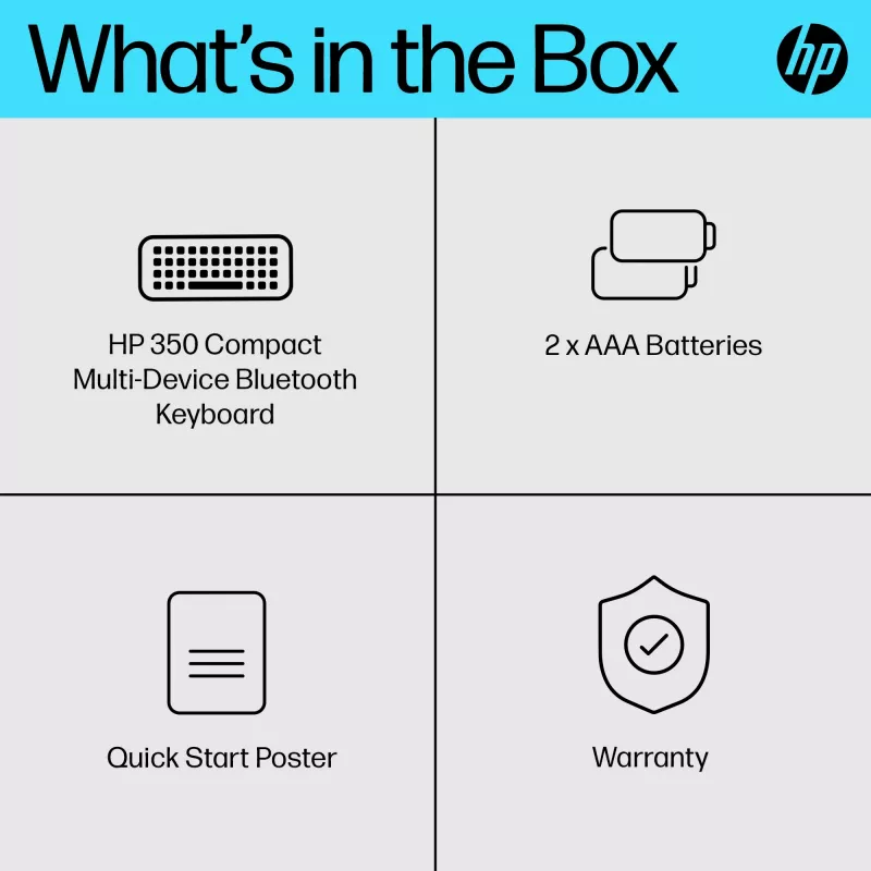 HP 350 compact multi-device Bluetooth-toetsenbord, draadloos, Bluetooth, mechanisch, QWERTY, zwart