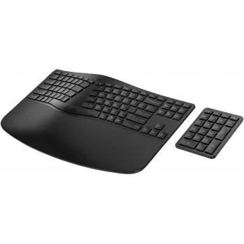 HP 965 ergonomisch draadloos toetsenbord, volledig formaat (100%), draadloos, RF draadloos + Bluetooth, membraan, QWERTY, zwart