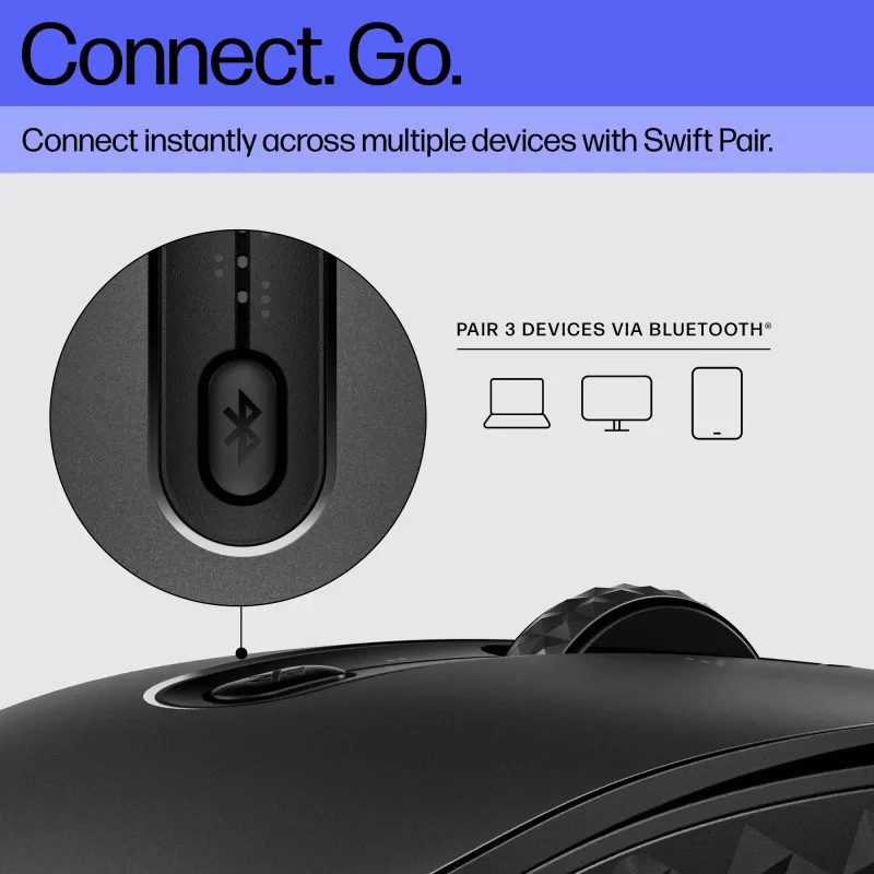 HP 690 oplaadbare draadloze muis, voor beide handen, Bluetooth, 4000 DPI, zwart