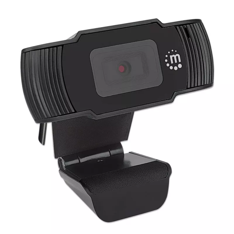 Manhattan USB-webcam, twee megapixel (actieprijs), 1080p Full HD, USB-A, ingebouwde microfoon, verstelbare clipbasis, 30 beelden per seconde, zwart, drie jaar garantie, doos