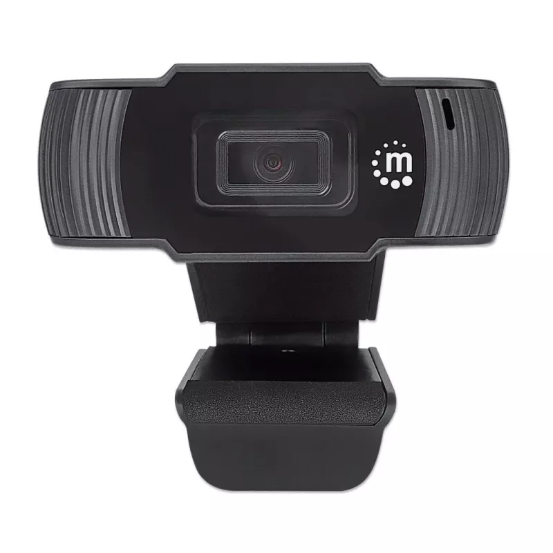 Manhattan USB-webcam, twee megapixel (actieprijs), 1080p Full HD, USB-A, ingebouwde microfoon, verstelbare clipbasis, 30 beelden per seconde, zwart, drie jaar garantie, doos