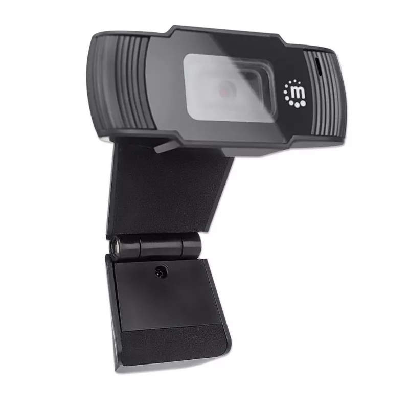 Manhattan USB-webcam, twee megapixel (actieprijs), 1080p Full HD, USB-A, ingebouwde microfoon, verstelbare clipbasis, 30 beelden per seconde, zwart, drie jaar garantie, doos