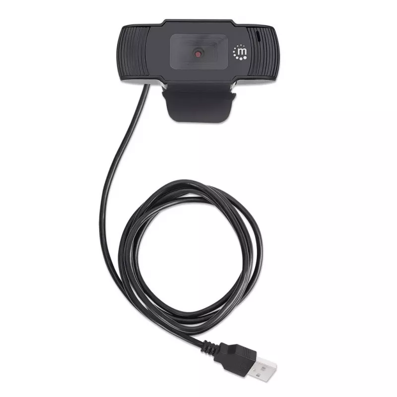 Manhattan USB-webcam, twee megapixel (actieprijs), 1080p Full HD, USB-A, ingebouwde microfoon, verstelbare clipbasis, 30 beelden per seconde, zwart, drie jaar garantie, doos