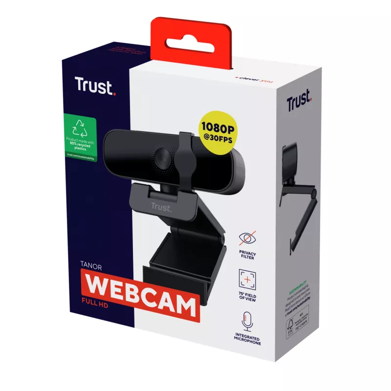 Trust Tanor webcam 1920 x 1080 pixel USB zwart