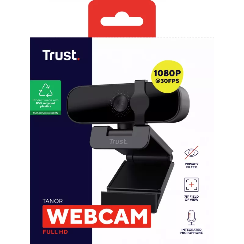 Trust Tanor webcam 1920 x 1080 pixel USB zwart