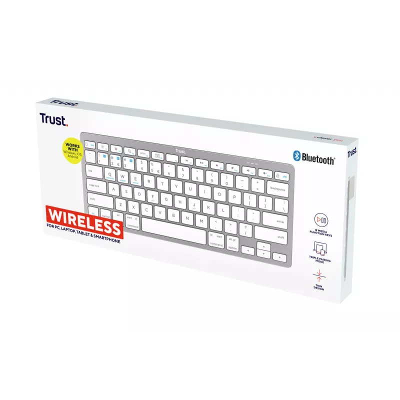 Trust 24651 draadloos QWERTY US English toetsenbord, zilver