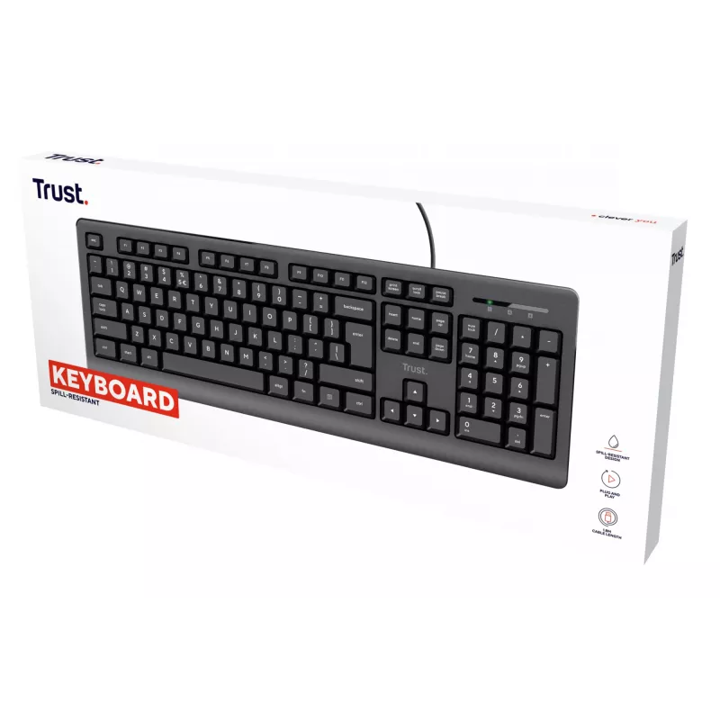 Trust 24639 toetsenbord office USB US-Engels zwart