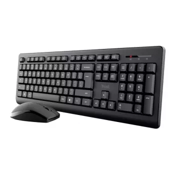 Draadloze toetsenbord- en muisset TRUST Primo — full-size QWERTY US-Engels toetsenbord, RF USB-A-ontvanger, 1200 DPI optische muis, zwart