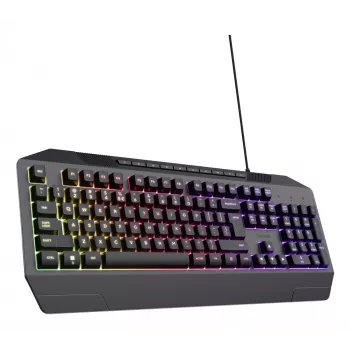 Bedraad gaming-toetsenbord TRUST GXT 836 Evocx USB QWERTY US-Engels, RGB-verlichting, polssteun, 114 toetsen, 110%-layout
