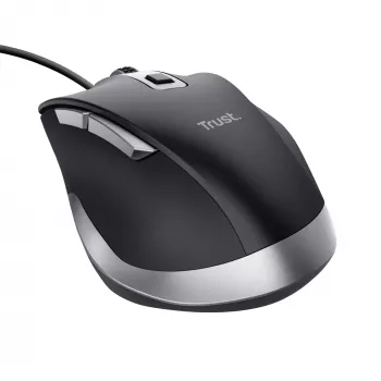 Trust Fyda bedrade muis, rechtshandig, optisch, USB Type-A, 5000 dpi, zwart