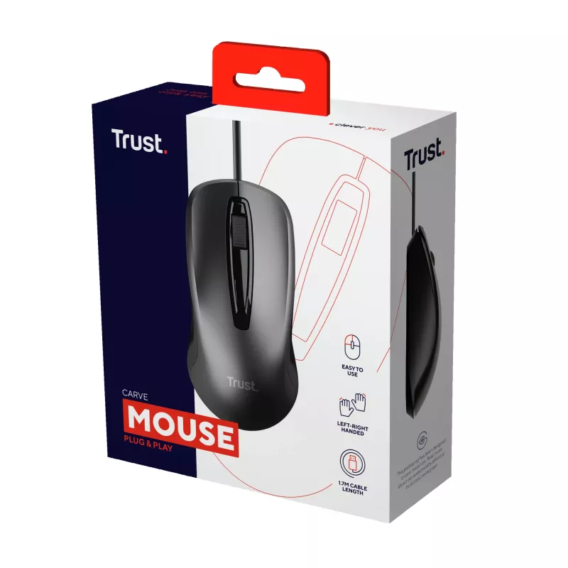 Trust Carve muis kantoor dubbelhandig USB Type-A optisch 1200 DPI