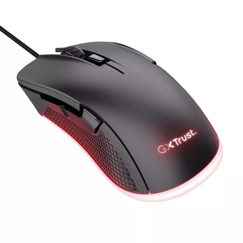 Trust GXT 922 YBAR gaming-muis voor rechtshandigen, USB Type-A, optisch, 7200 DPI