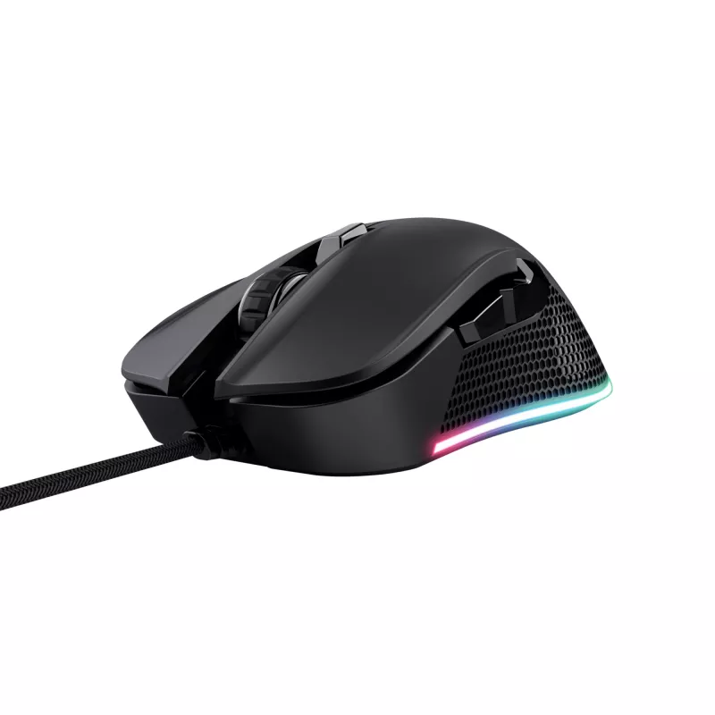 Trust GXT 922 YBAR gaming-muis voor rechtshandigen, USB Type-A, optisch, 7200 DPI