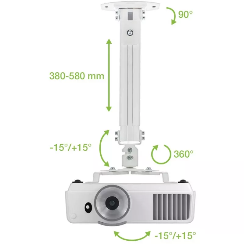 Techly Projector-Plafondbeugel Verlenging 380-580 mm Zilver ICA-PM 18S