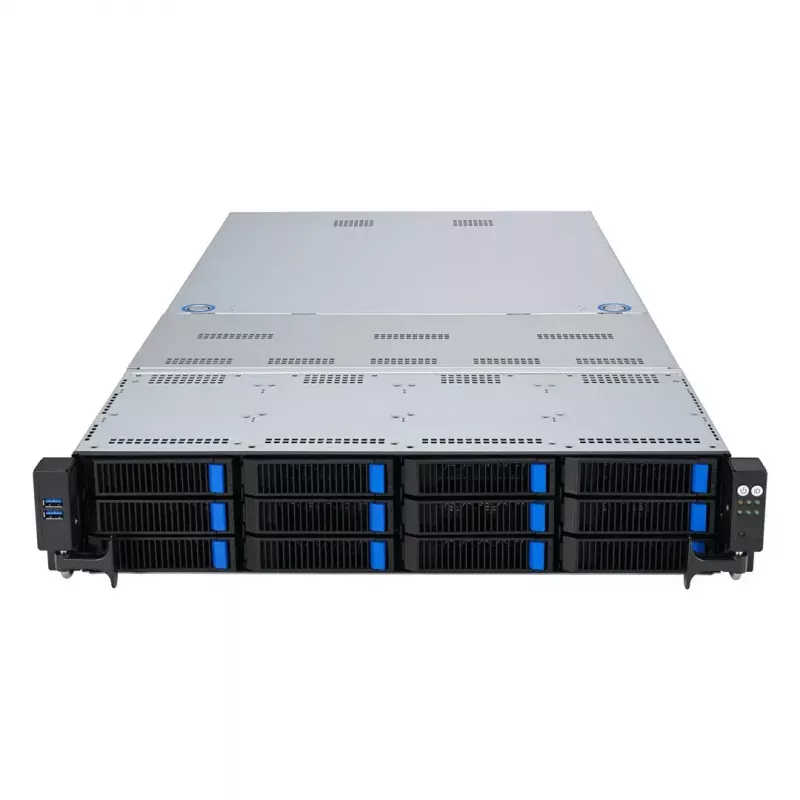 Rack-Server ASUS RS720A-E12-RS24U 2U Socket SP5, 2x CPU-ondersteuning, 24x 2,5-inch bays, 24 DIMM DDR5-sloten, 2600W voeding, 10GbE
