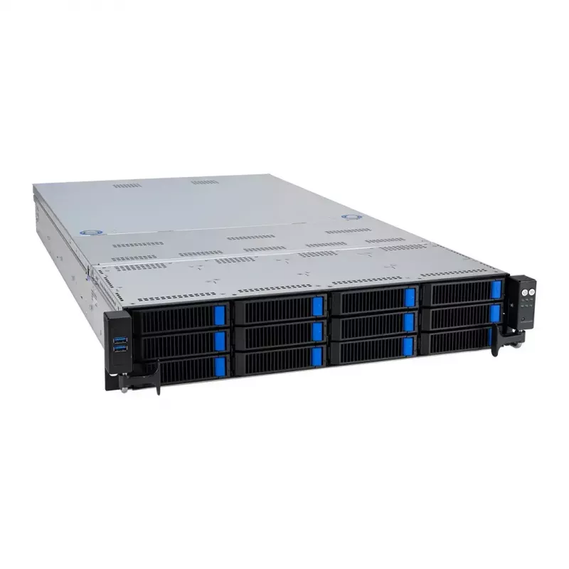 Rack-Server ASUS RS720A-E12-RS24U 2U Socket SP5, 2x CPU-ondersteuning, 24x 2,5-inch bays, 24 DIMM DDR5-sloten, 2600W voeding, 10GbE