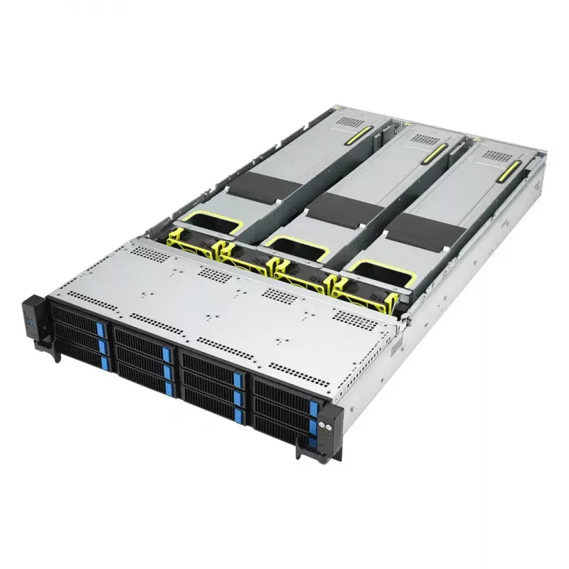 Rack-Server ASUS RS720A-E12-RS24U 2U Socket SP5, 2x CPU-ondersteuning, 24x 2,5-inch bays, 24 DIMM DDR5-sloten, 2600W voeding, 10GbE