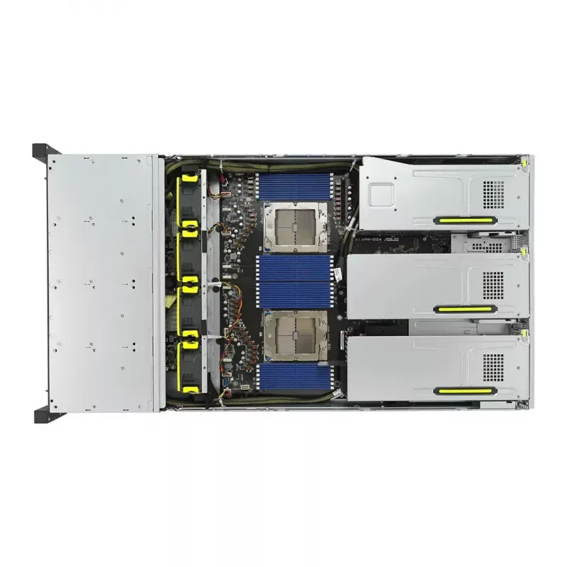 Rack-Server ASUS RS720A-E12-RS24U 2U Socket SP5, 2x CPU-ondersteuning, 24x 2,5-inch bays, 24 DIMM DDR5-sloten, 2600W voeding, 10GbE