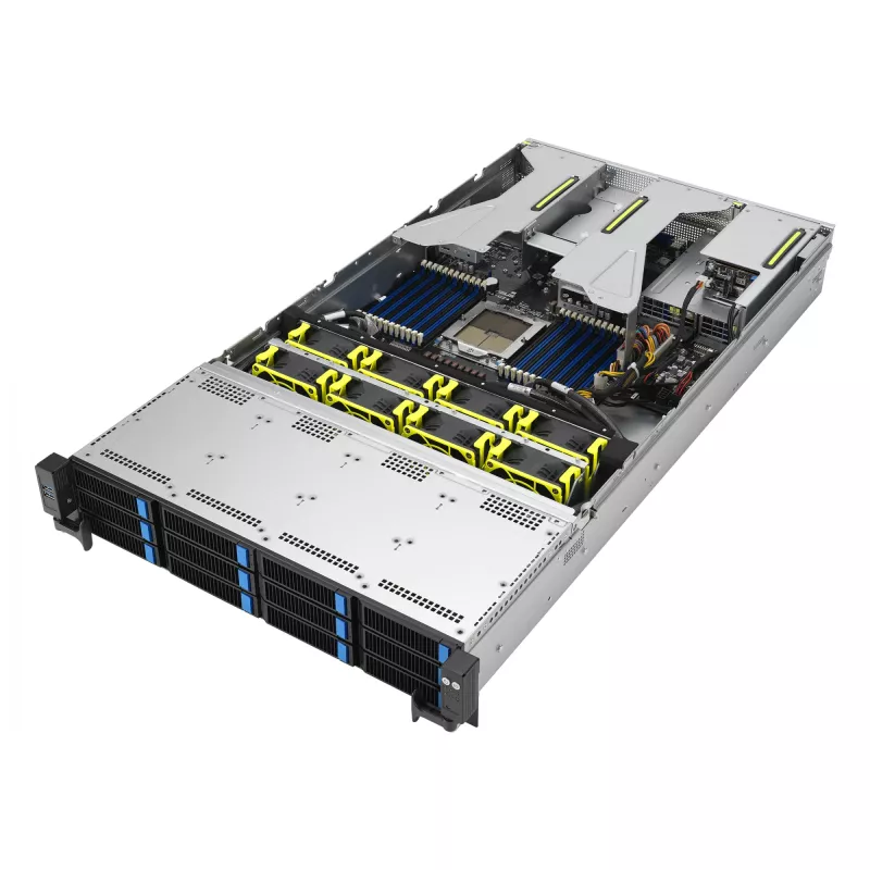 ASUS RS521A-E12-RS12U Socket SP5 Rack (2U) Zwart, Zilver