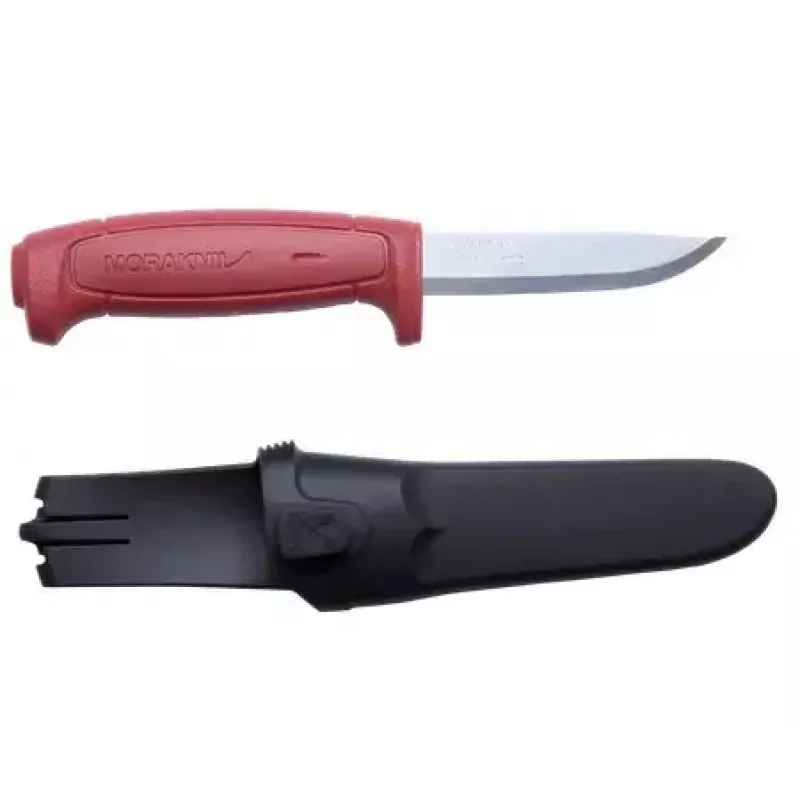 Vast mes Mora BASIC 511 — koolstofstalen lemmet, rode greep