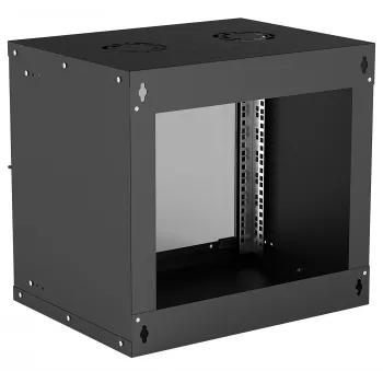 Wandgemonteerd 9U-netwerkrack INTELLINET 19 inch (540×487×400 mm) zwart, glazen front, IP20