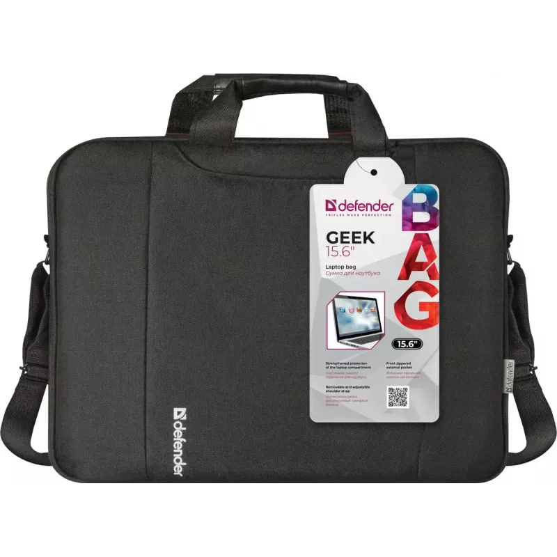 Laptoptas DEFENDER 15,6 inch (39,6 cm) – polyester, afneembare schouderriem, rits, zwart