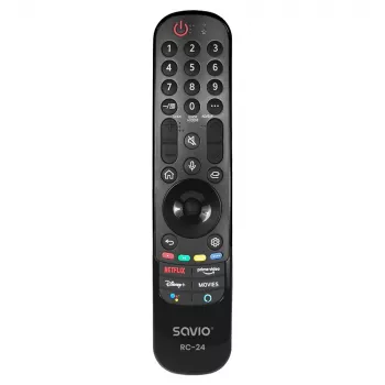 Afstandsbediening SAVIO RC-24 IR draadloos universeel voor tv, zwart, drukknoppen, bereik 10 m, ondersteunt 1 apparaat