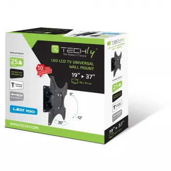 Techly 19-37 inch wandbeugel voor LED-LCD-tv, kantelbaar, 1-voudig zwenkbaar, zwart ICA-LCD 2900B