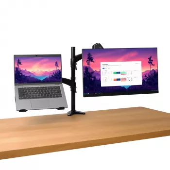 Bureauhouder TRUST Mara dual-arm monitorstandaard voor 2 displays tot 32 inch – gasdrukveer, VESA 75x75–100x100, max. 16 kg, klem, zwart