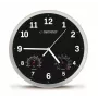 Wandklok ESPERANZA EHC016K Lyon zwart, 25 cm diameter, stil uurwerk, glazen deksel, kunststof frame