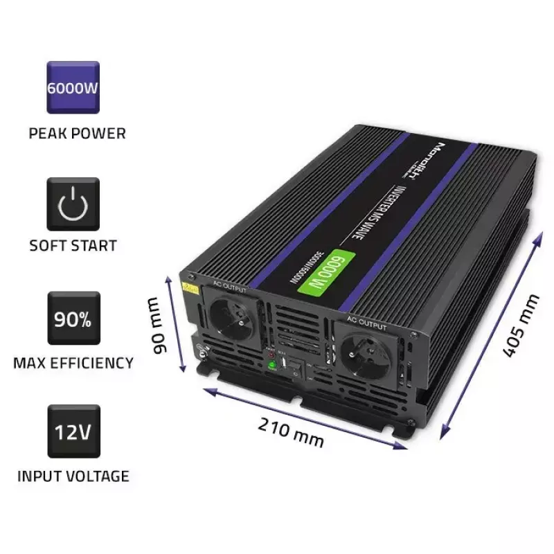 Omvormer QOLTEC Monolith 6000 MS 12V naar 230V 6000W