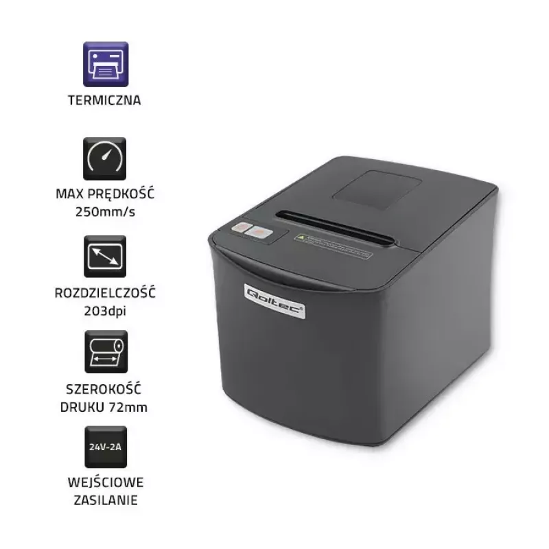 Thermo-bondrukker QOLTEC 50256 met USB-interface – compacte POS-printer