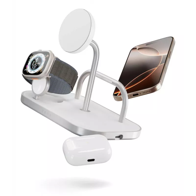 Mobiele oplader ZENS ZEDC29W/00 snel opladen draadloos zilver wit