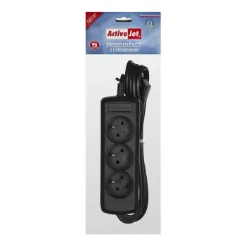 Stekkerdoos ActiveJet 3GNU-1.5M-C — 3 stopcontacten, 1,5 m kabel, 230 V, 10 A, zwart