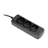 Stekkerdoos ActiveJet 3GNU - 3M - C, 3 stopcontacten type E, 3 m kabel, 230 V, 10 A, zwart