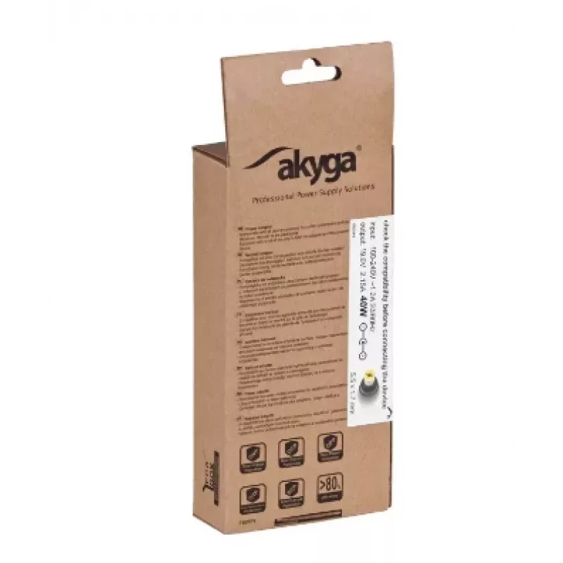 Akyga AK-ND-47 notebookvoeding voor Acer, 40 W, 19 V / 2,15 A, 5,5 x 1,7 mm