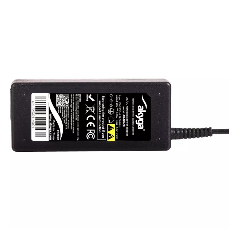 Akyga AK-ND-50 notebookvoeding voor Lenovo, 45 W, 20 V / 2,25 A, 4,0 x 1,7 mm
