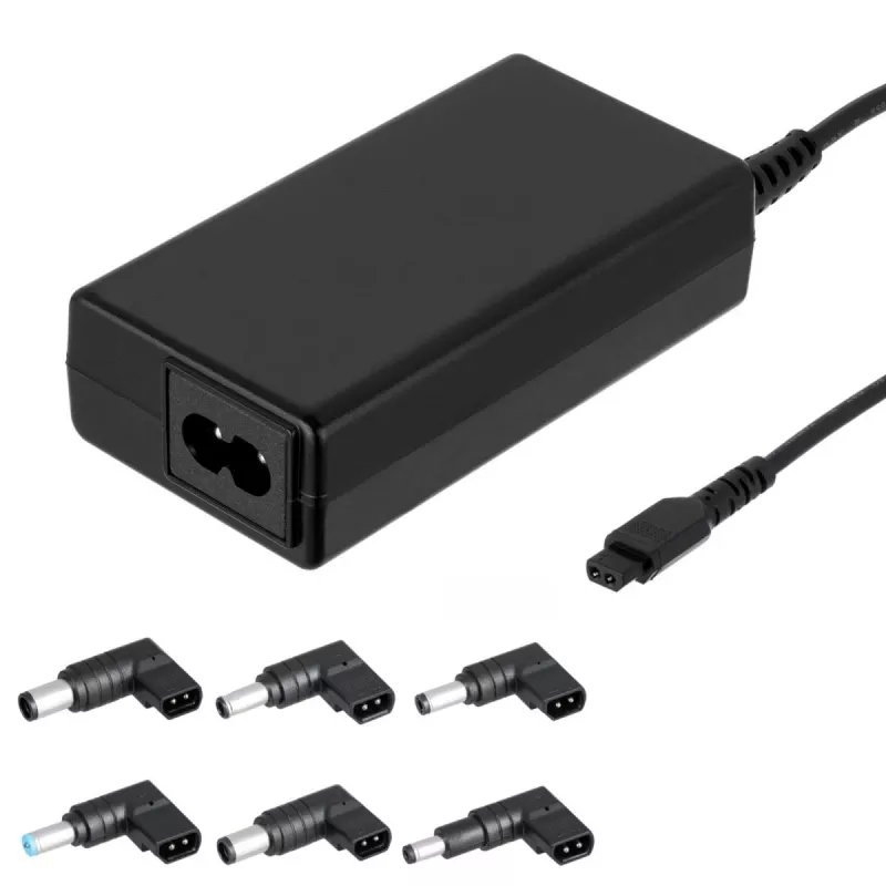 Akyga AK-NU-12 universele notebookvoeding 65 W, 18,5–20 V, 6 verwisselbare stekkers, zwart