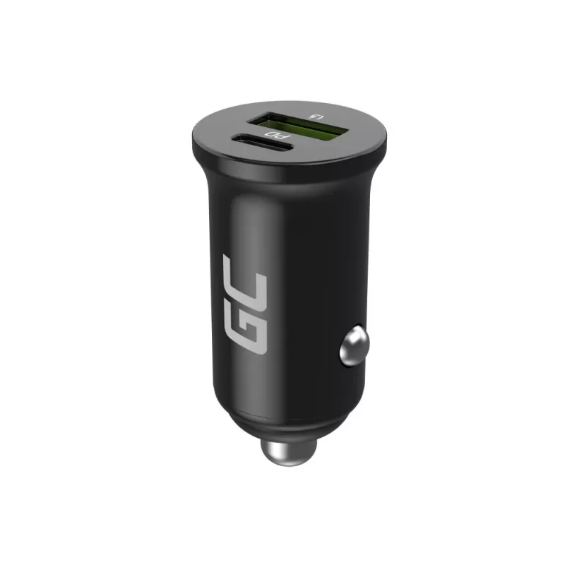 Auto-oplader Green Cell CADM-GC-38AC 38W, 1x USB-C (PD 3.0) + 1x USB-A, aluminium behuizing, zwart