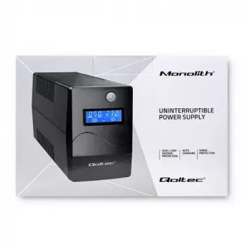 Uninterruptible power supply Qoltec Monolith 0,85 kVA 480 W 2 AC-stopcontacten