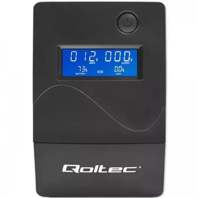 Qoltec Monolith 53979 UPS, line-interactive, 850 VA / 480 W, 2 Schuko-stopcontacten, LCD, USB, RJ45