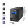 Qoltec Monolith 53979 UPS, line-interactive, 850 VA / 480 W, 2 Schuko-stopcontacten, LCD, USB, RJ45