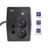 Qoltec Monolith 53979 UPS, line-interactive, 850 VA / 480 W, 2 Schuko-stopcontacten, LCD, USB, RJ45