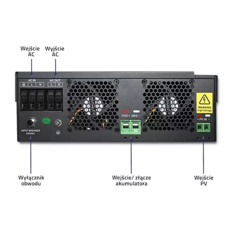 Qoltec 53886 off-grid hybride zonne-omvormer, 3,5 kW, 100 A MPPT, 24 V, zuivere sinus