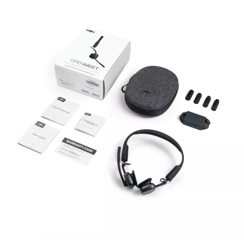 SHOKZ OpenMeet draadloze Bluetooth-beengeleidingsheadset voor videoconferenties