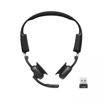 SHOKZ OpenMeet UC draadloze Bluetooth-beengeleidingsheadset voor videoconferenties met USB-A-adapter