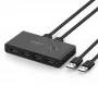 Ugreen 30767 USB 2.0 switchbox met 4 poorten en USB-kabels van 1,5 m, zwart