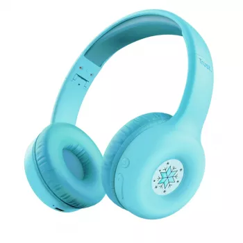 Headset TRUST Nouna binaural Bluetooth/USB-C bedraad & draadloos, opvouwbaar, voor kinderen, blauw, 4 cm drivers